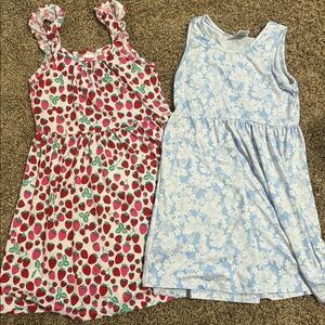 Strawberry and Floral Kids Casual Dresses
